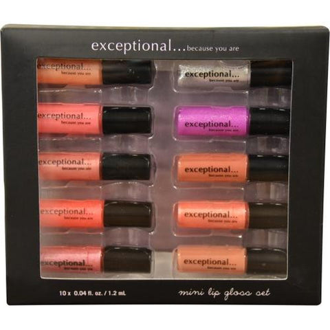 Exceptional-because You Are 10 Piece Mini Lip Gloss Set Each .04 Oz-1.2 Ml By Exceptional Parfums