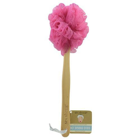 Spa Accessories Net Sponge Stick (beech Wood) - Pink - By Spa Accessories
