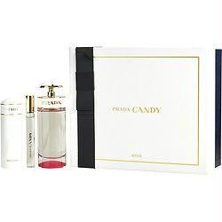 Prada Candy Kiss By Prada Eau De Parfum Spray 2.7 Oz & Body Lotion 2.5 Oz & Eau De Parfum Roll On .34 Oz Mini
