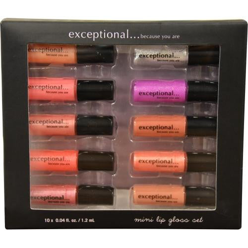 Exceptional-because You Are 10 Piece Mini Lip Gloss Set Each .04 Oz-1.2 Ml By Exceptional Parfums