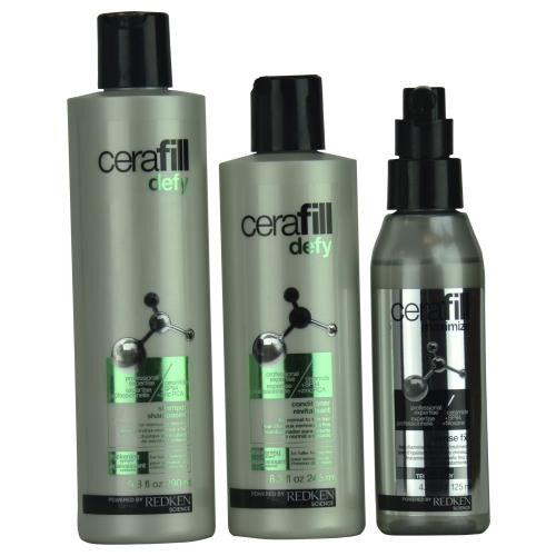 3 Piece Set-- Cerafill Defy Instant Thickening Kit For Normal To Thin Hair ( Defy Shampoo 9.8 Oz + Defy Conditioner 8.3 Oz + Dense Fx 4.2 Oz)