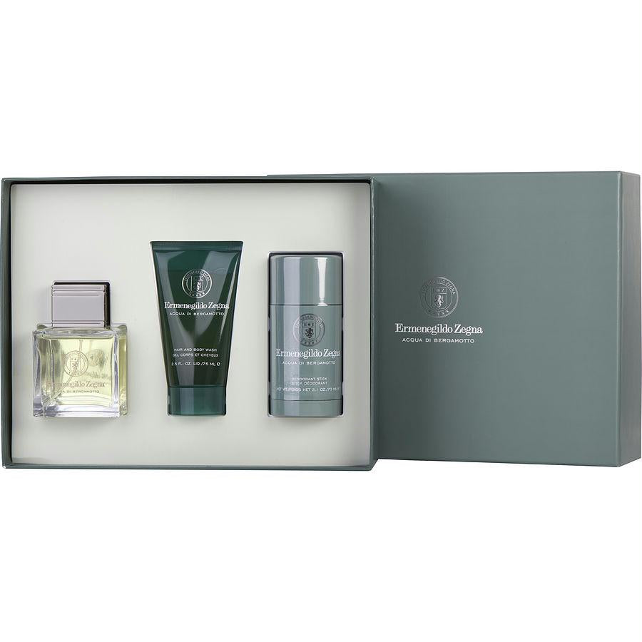 Ermenegildo Zegna Acqua Di Bergamotto By Ermenegildo Zegna Edt Spray 3.4 Oz & Hair And Body Wash 2.5 Oz & Deodorant Stick 2.1 Oz